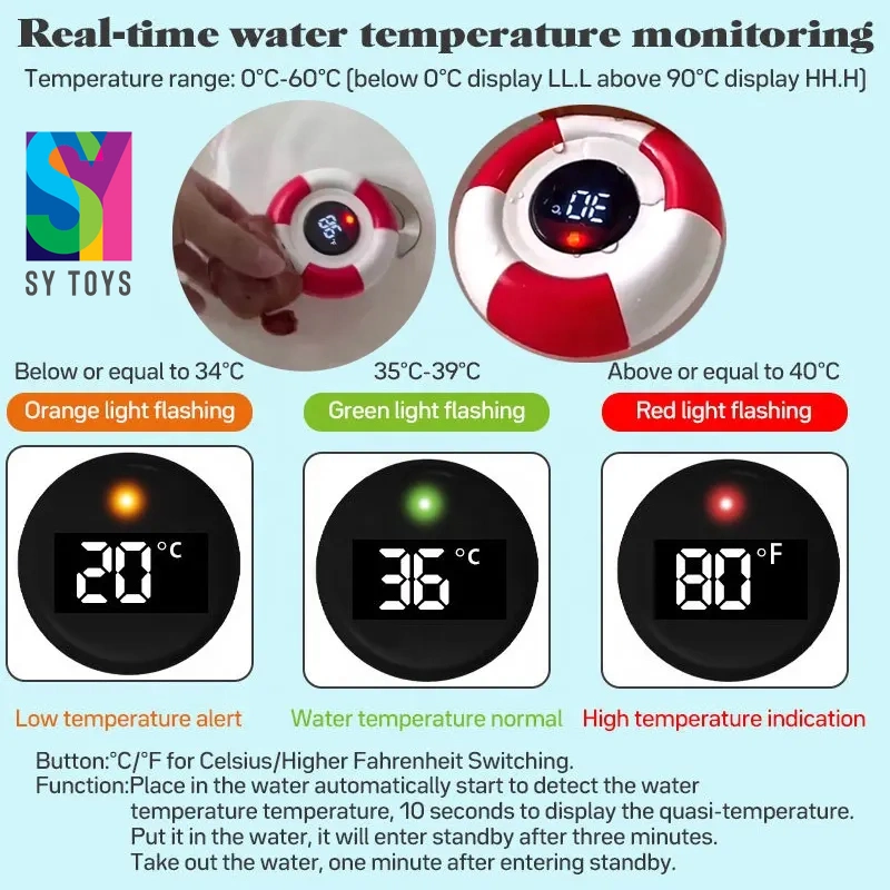 Sy Baby Bathtub Digital Thermometer Wind up Lovely Bear Thermometer Bath Floating Swimming Water Play Toys for Infant