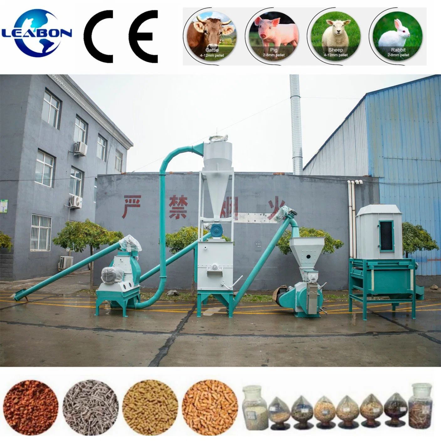 CE 2t/H Animal Feed Machine Feed Pellet Machine Poultrry Cattle Chicken Feed Production Line Feed Processing Machinery