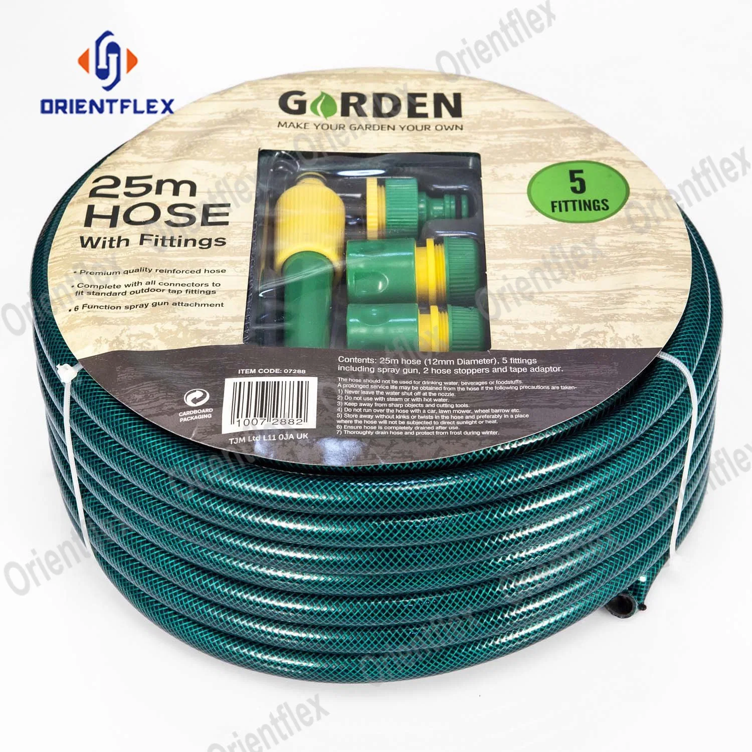 Manguera de PVC de jardín reforzada Flex 3/4 negra de 50 PIES