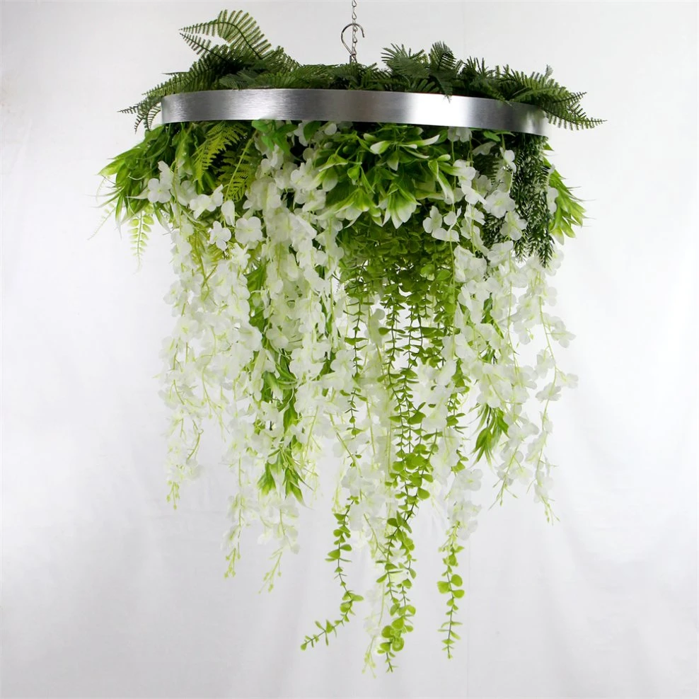 Various Color Dia 60cm Metal Artificial Leaves Plastic Wedding Wreath Luxury for Ceiling Decoration