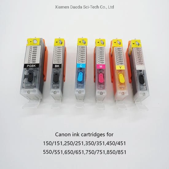 Kit de recarga de cartuchos de tinta Canon 150/151 y 250/251 y 350/351 y 450/451 y 550/551 y 650/651 y 750/751 y 850/851 Compatible Cartucho de tinta para impresoras de inyección de tinta Canon