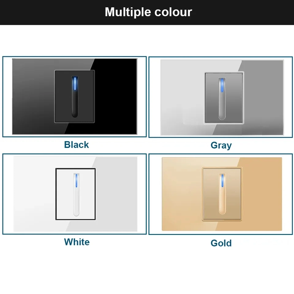 Home Lighting Electrical 10A Light Switch UK 1/2/3/4 Gang 1/2 Way Luxury Piano Key Wall Light Toggle Button Switch