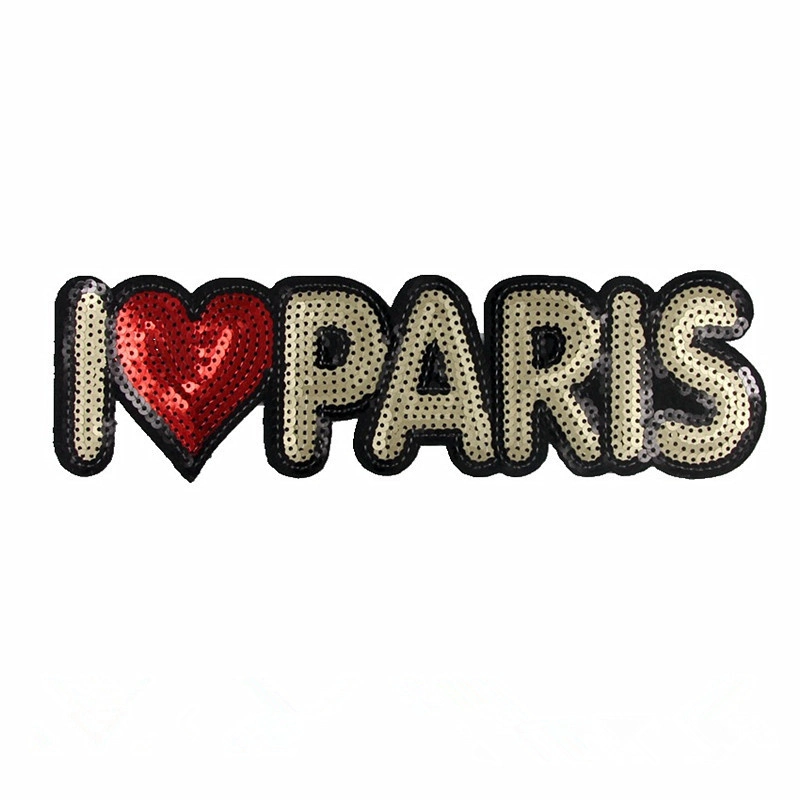 Customized Clothing Accessories Embroidered Sequin Patch Sequin Letter Patch