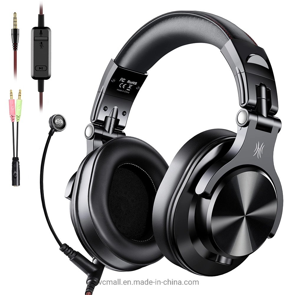A71 juegos de cable Oneodio auriculares auriculares con micrófono ajustable Studio Auriculares plegables para PS4, el interruptor de Nintendo, PC - Negro