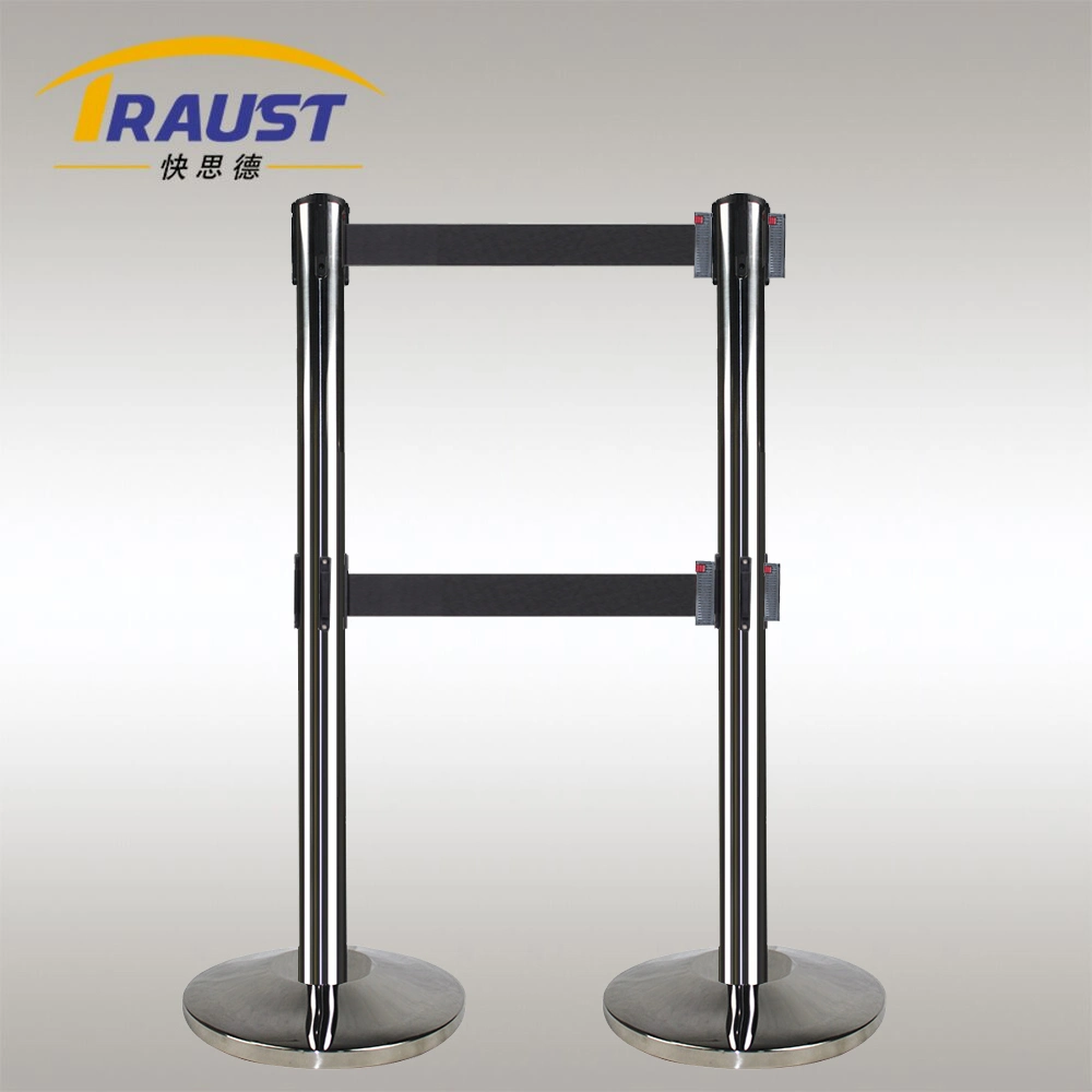 Double Belts Stainless Steel Retractable Belt Stanchion for Sale