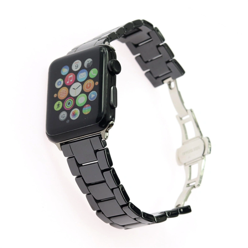 Suitable for Applewatch567 Generation iWatch Watch Three Pearl Black and White Ceramic 22mm Watchband Chain