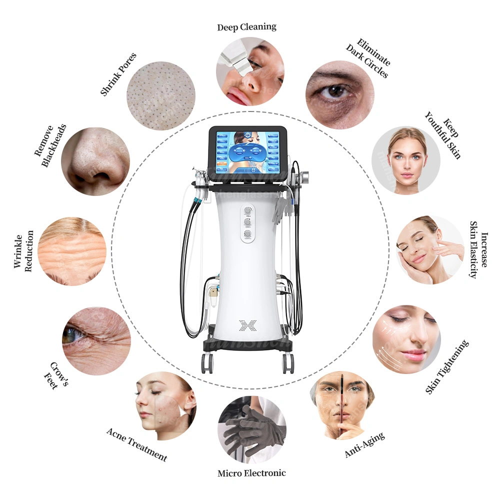 مرشح متعدد الوظائف RF Jet Peel Skin Clean Hydro Facial 15 بوصة 1 معدات تجميل المنتجع الصحي