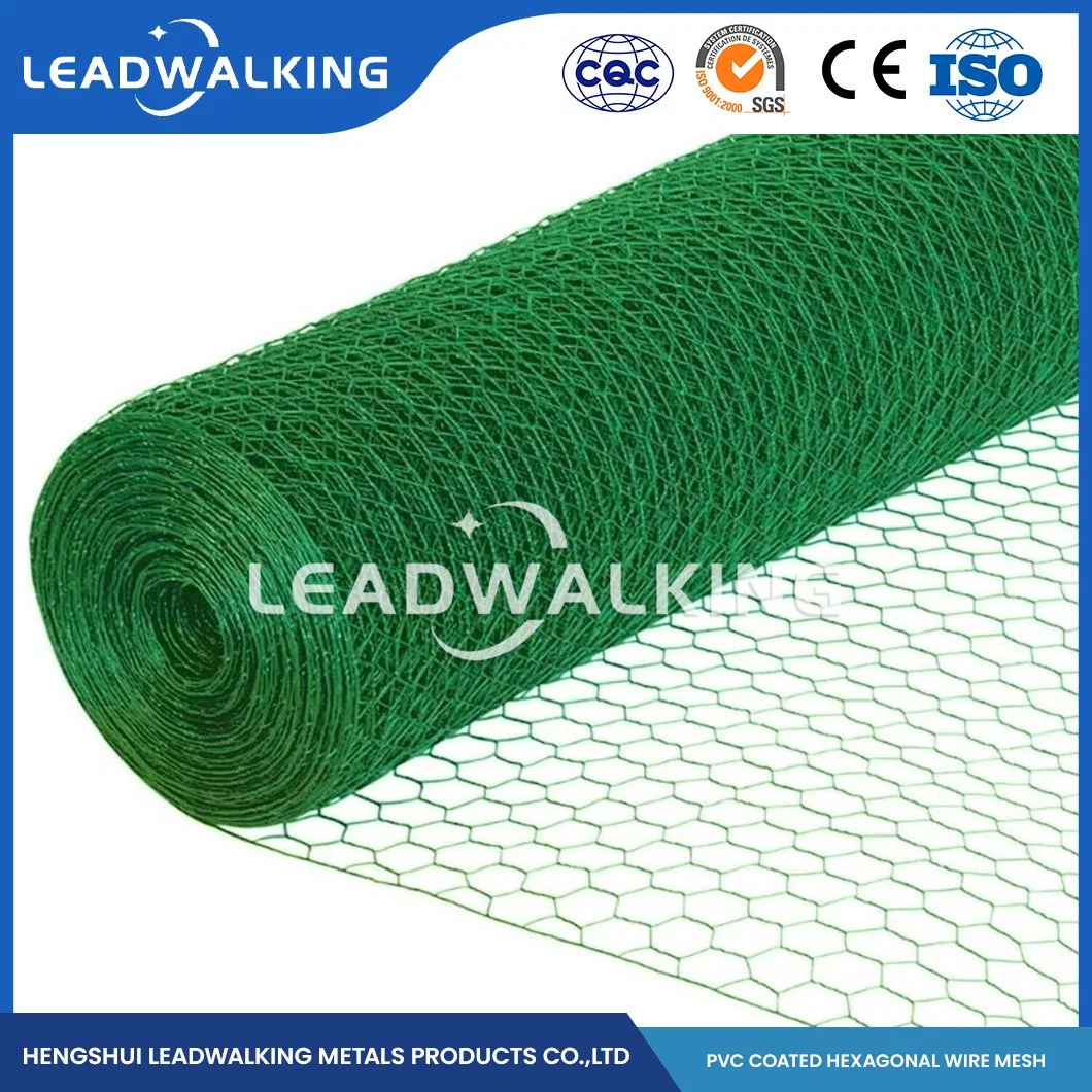 Leve Leadwalking Material de alambre de acero recubierto de PVC de 5 pies de compensación de aves de corral de China de fábrica de malla de 2 pulgadas recubierto de PVC galvanizado Hardware Hexagonal malla para Gallinero