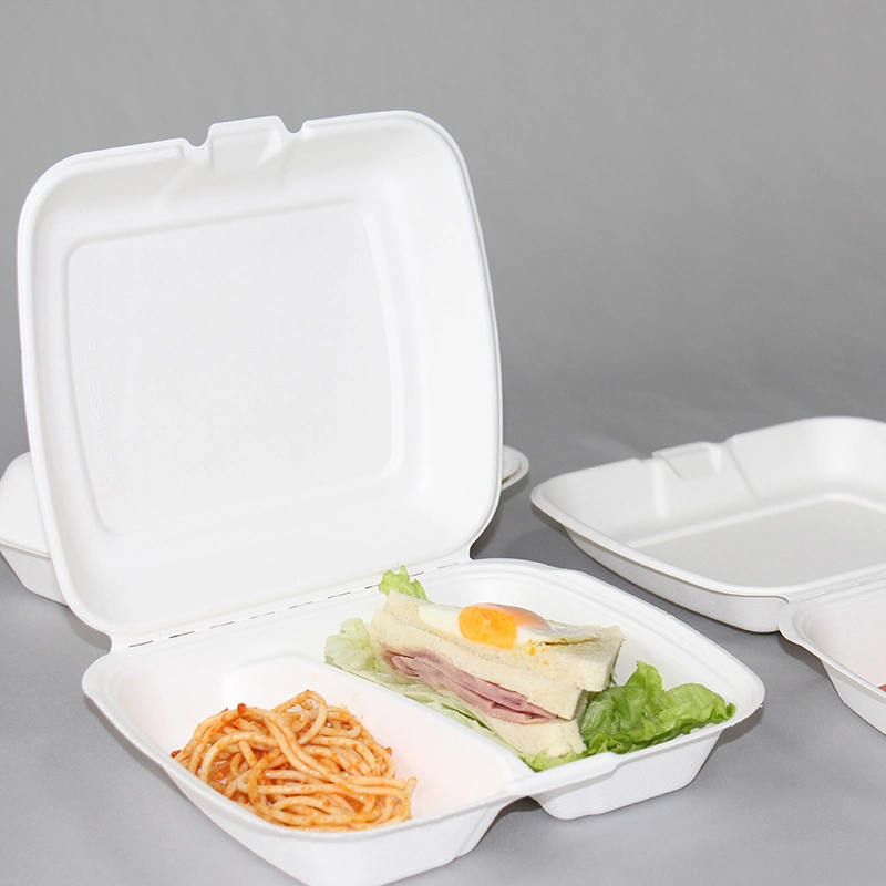 OEM Take Away Microwave Oven Safe 100%Compostable Bio Bagasse Menu Box