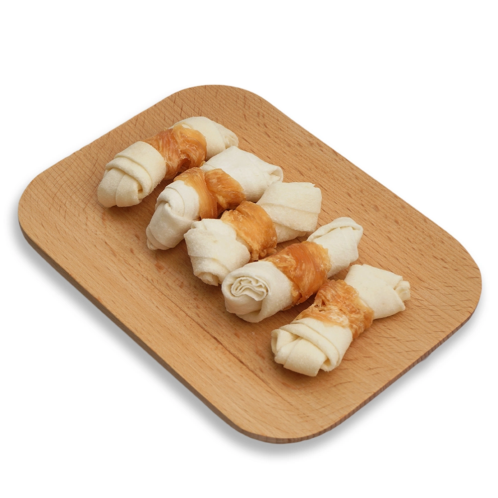 Chicken Wrapped Knotted Bones Training Treats Rawhide Dog Dental Snacks Pet Food