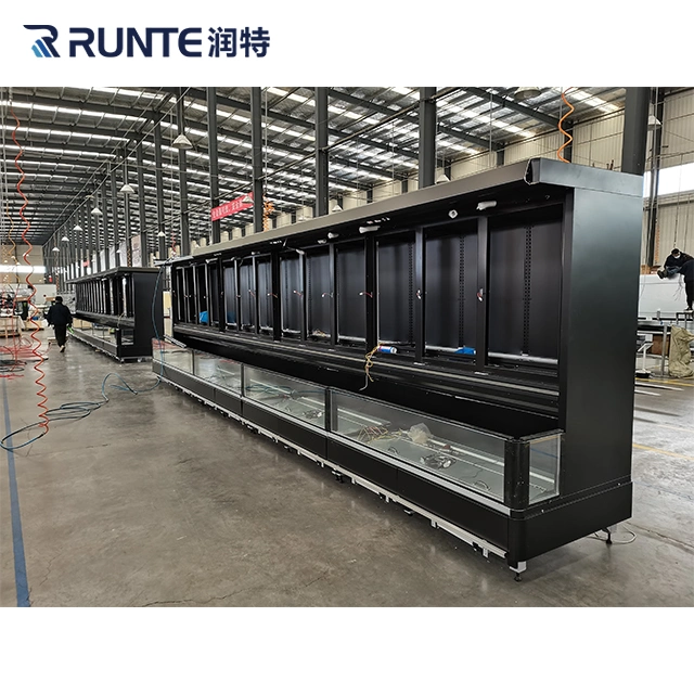 Top Quality All-Round Refrigeration Direct Cooling Glass Display Showcase with Brand Compressor