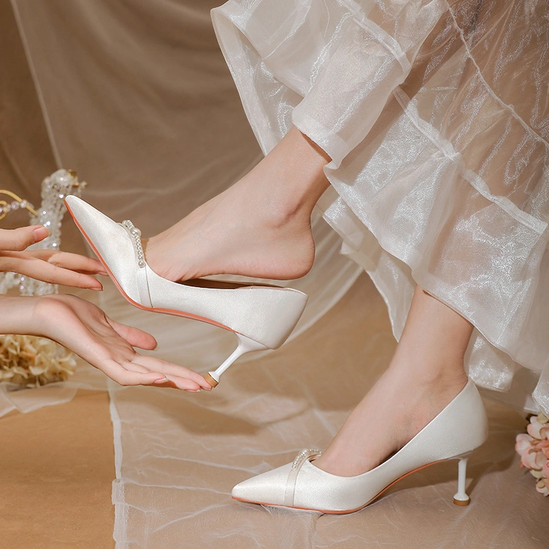 Chaussures de mariage blanc Stilettos Pearl Chaussures pour femmes de tous les jours