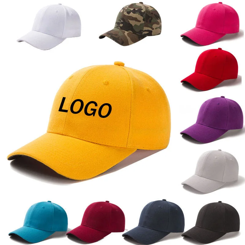 Logo brodé Vente en gros coton réglable personnalisé 6 panneaux Baseball Chapeaux de casquette