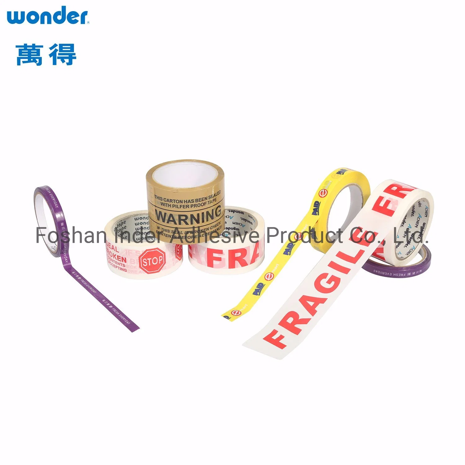 BOPP/OPP Packaging Carton Sealing Tape Acrylic A25f2 Self Adhesive Wonder