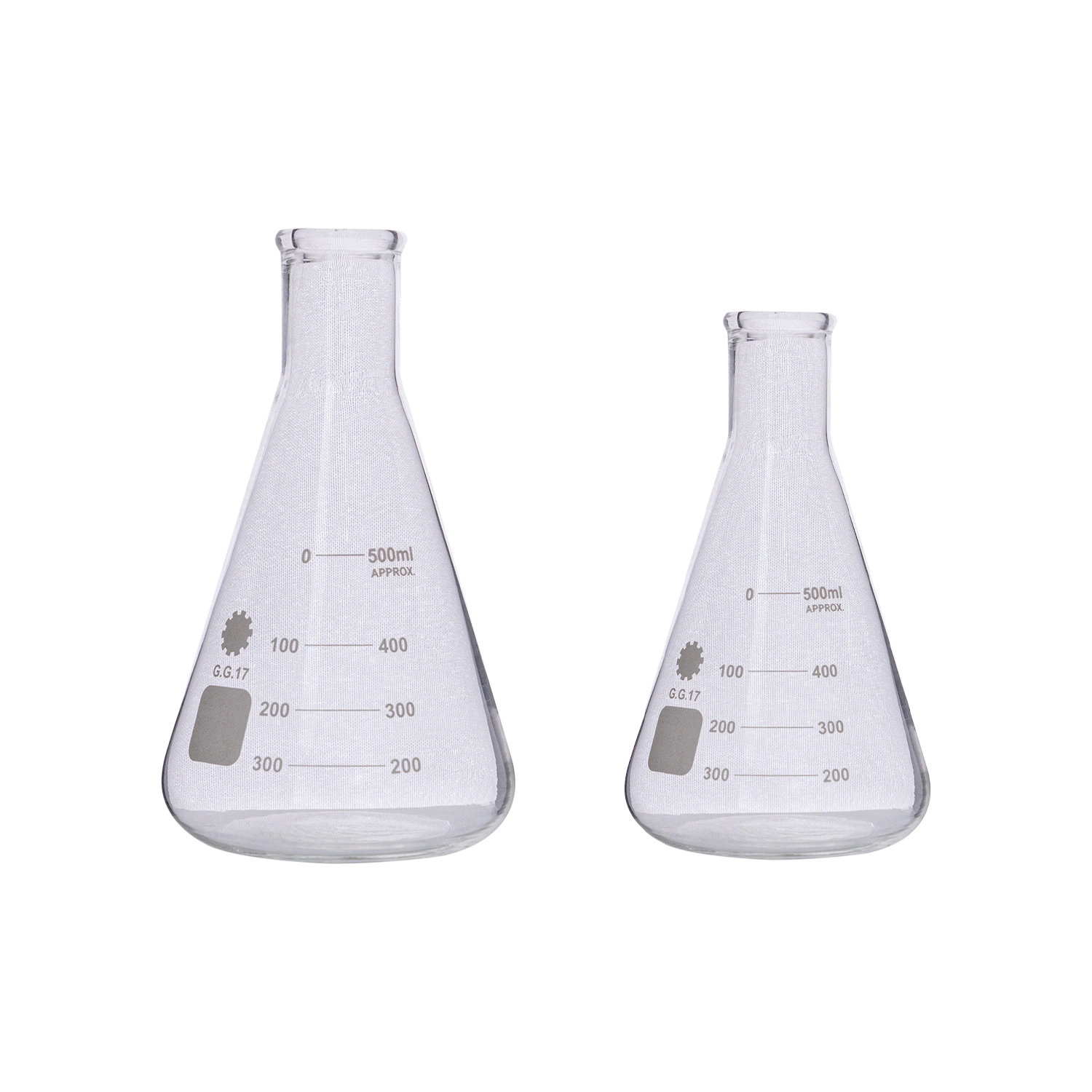 Expérience en laboratoire Bouteille en verre de 250 ml 500 ml 1000 ml Fond plat Bouche étroite Verre Erlenmeyer Flacon conique en verre borosilicaté