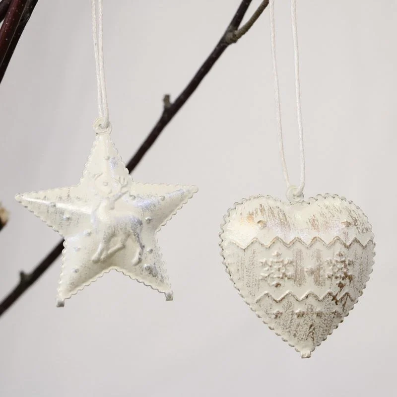 Christmas Home Hanging Decoration Christmas Metal Star Heart Tree Shape Decoration