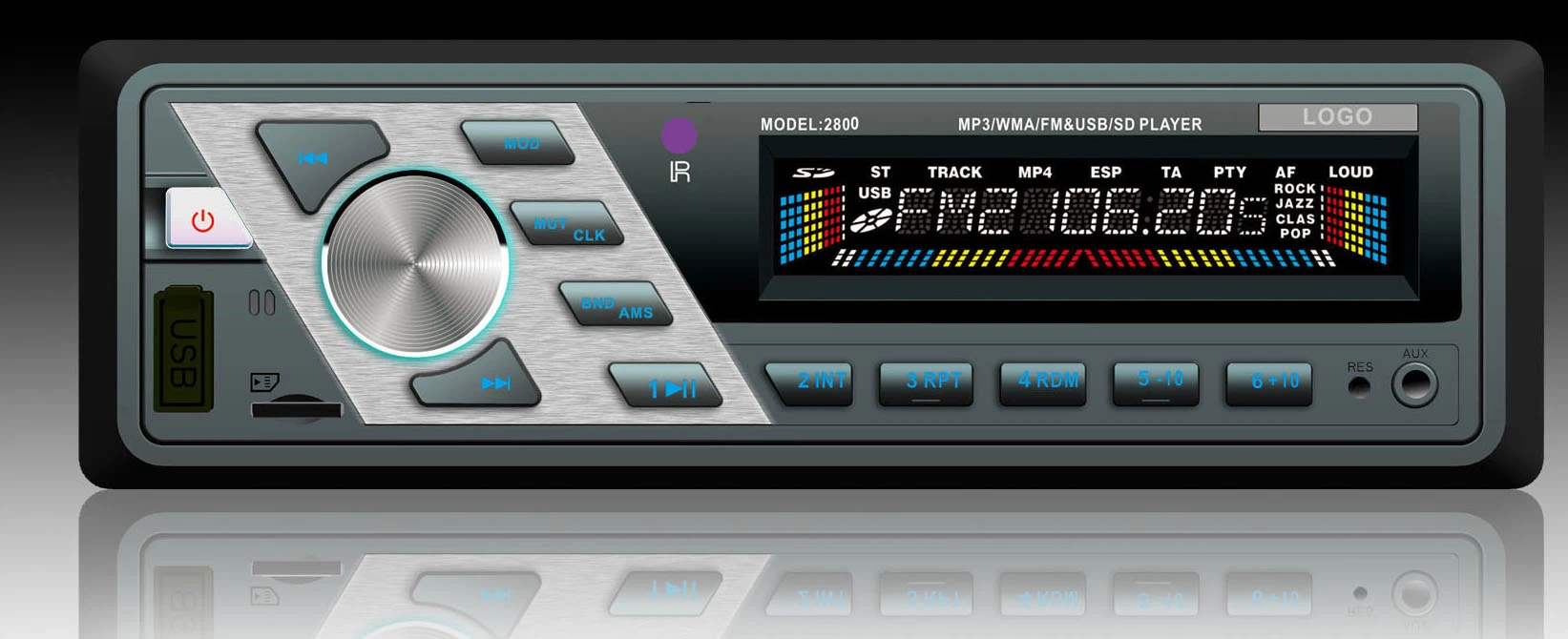 1010 Hot Sale Panel Single DIN Car FM MP3 Radio