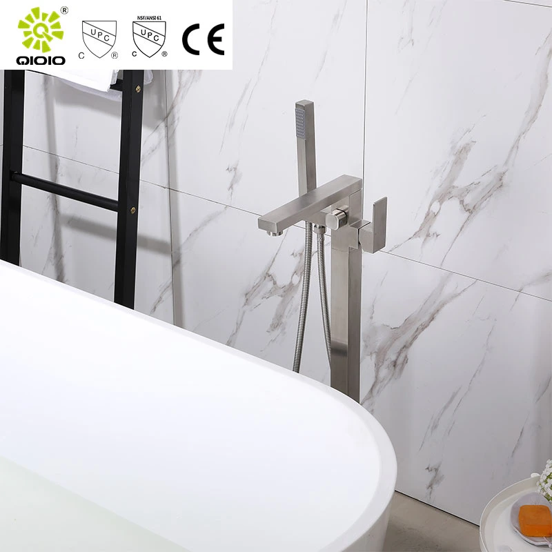 Cupc Square Free Standing Black One Piece Bathtubs Freestand Bathtub Shower Faucet