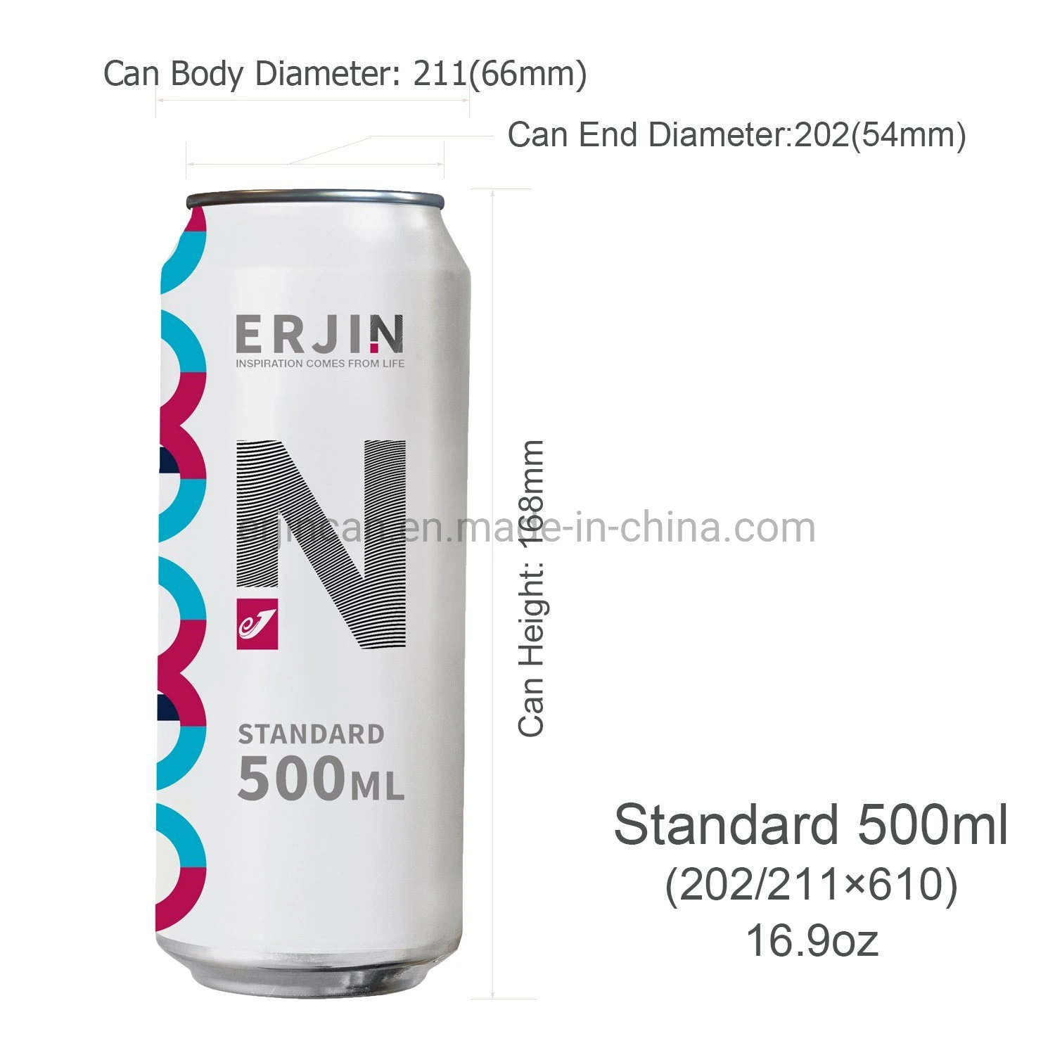 Customized Printed Aluminum Beverage Cans 500ml for Beer Carbonated Juice Energy Drink Packaging