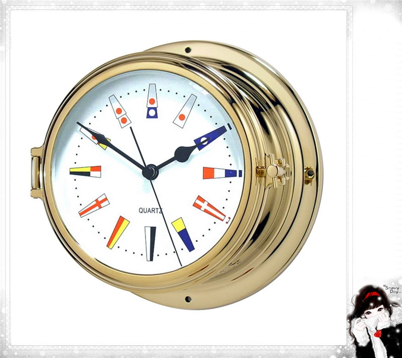 12 Hour Format Time & Tide Quartz Clock Brass Case Dial 150mm