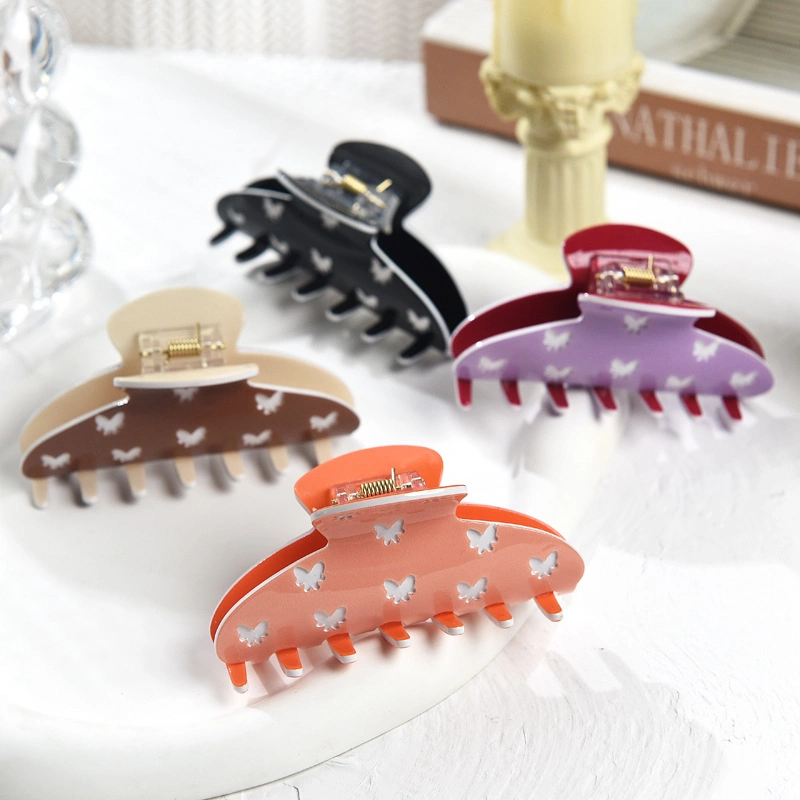 Wholesale/Supplier Transparent Butterfly Acrylic Hair Claw Large Hair Accessories for Women