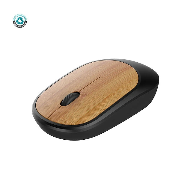 White Wireless Mouse in Bamboo and Recycled ABS