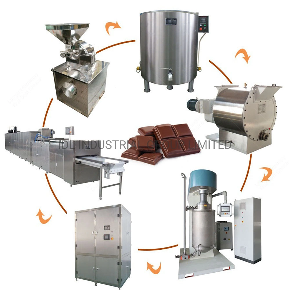 Full Automatic Stainless Steel Chocolate Making Machine, Cocoa Beans Processing Line, Chocolate Beans to Bars