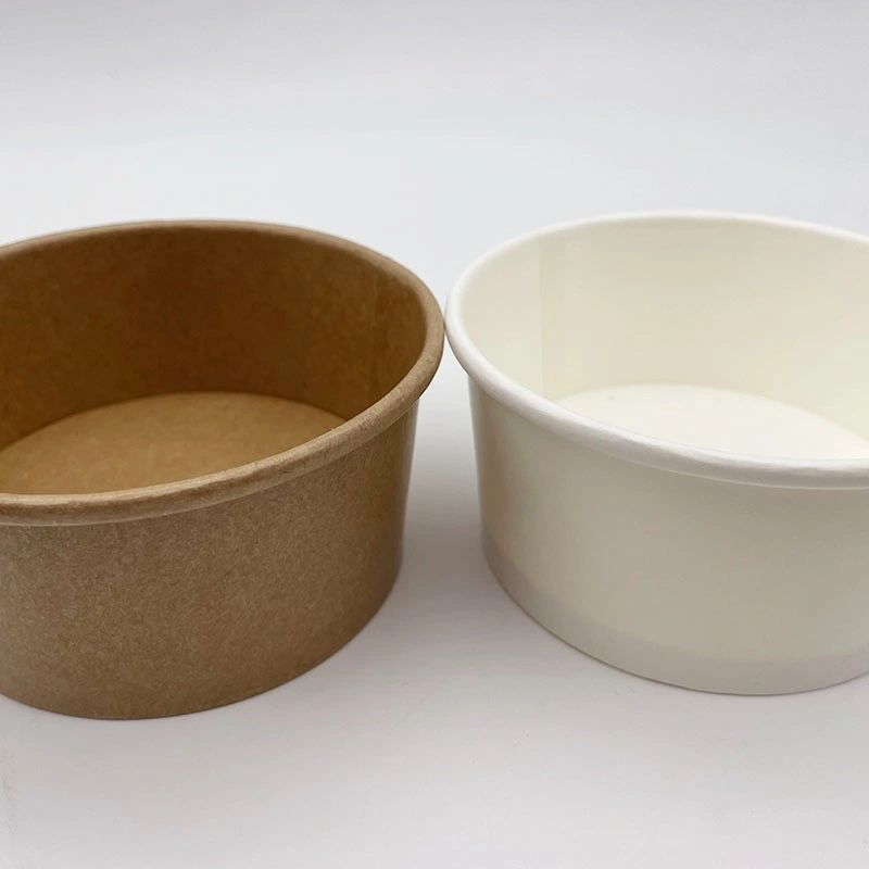 6oz taza desechable de sopa de papel Kraft con tapa de papel compostable