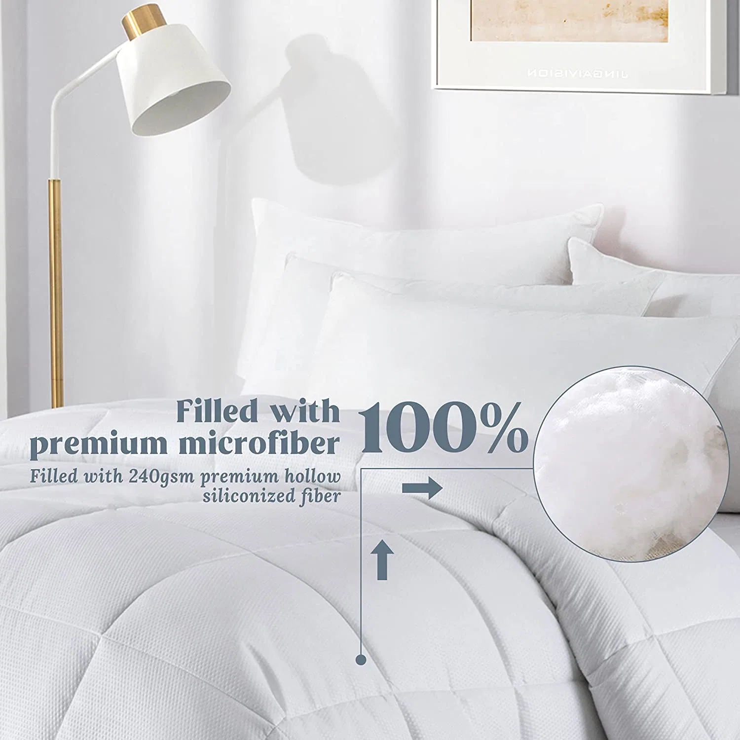 All Season Down Alternative Comforter Soft Duvet Insertar ligero acolchado Acolchado de relleno de microfibra