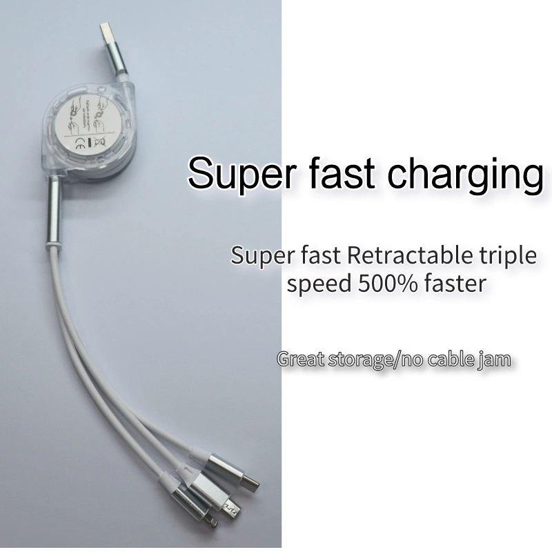 Factory Wholesale/Supplier Mobile Phone Accessories 3-in-1 Charging Cable Portable Data Cable