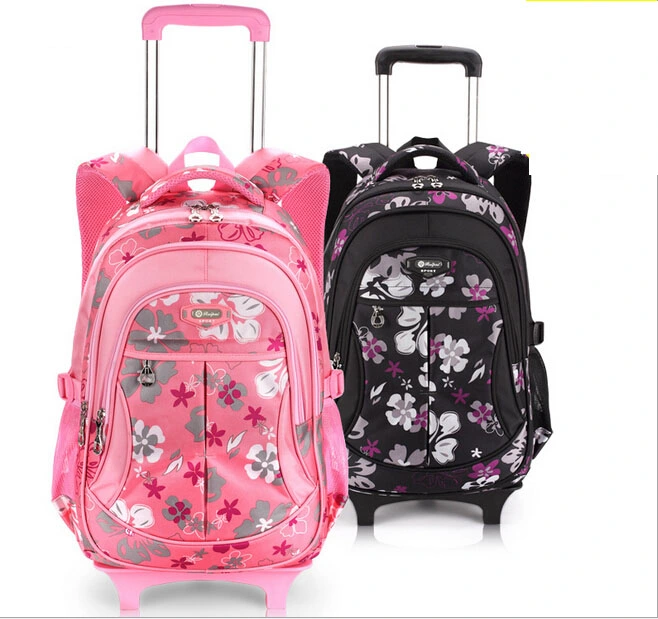 Rolling Wheeled Trolley Primary Double Shoulder Children Child Student Kids School Satchel Pack Backpack Bags (CY3546)