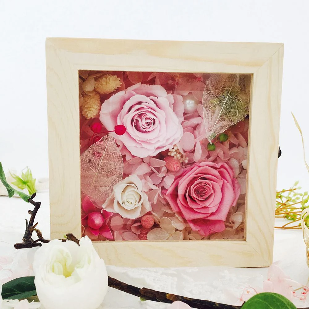 Casamento de alta qualidade Flores preservadas as rosas de flor Caixa de madeira