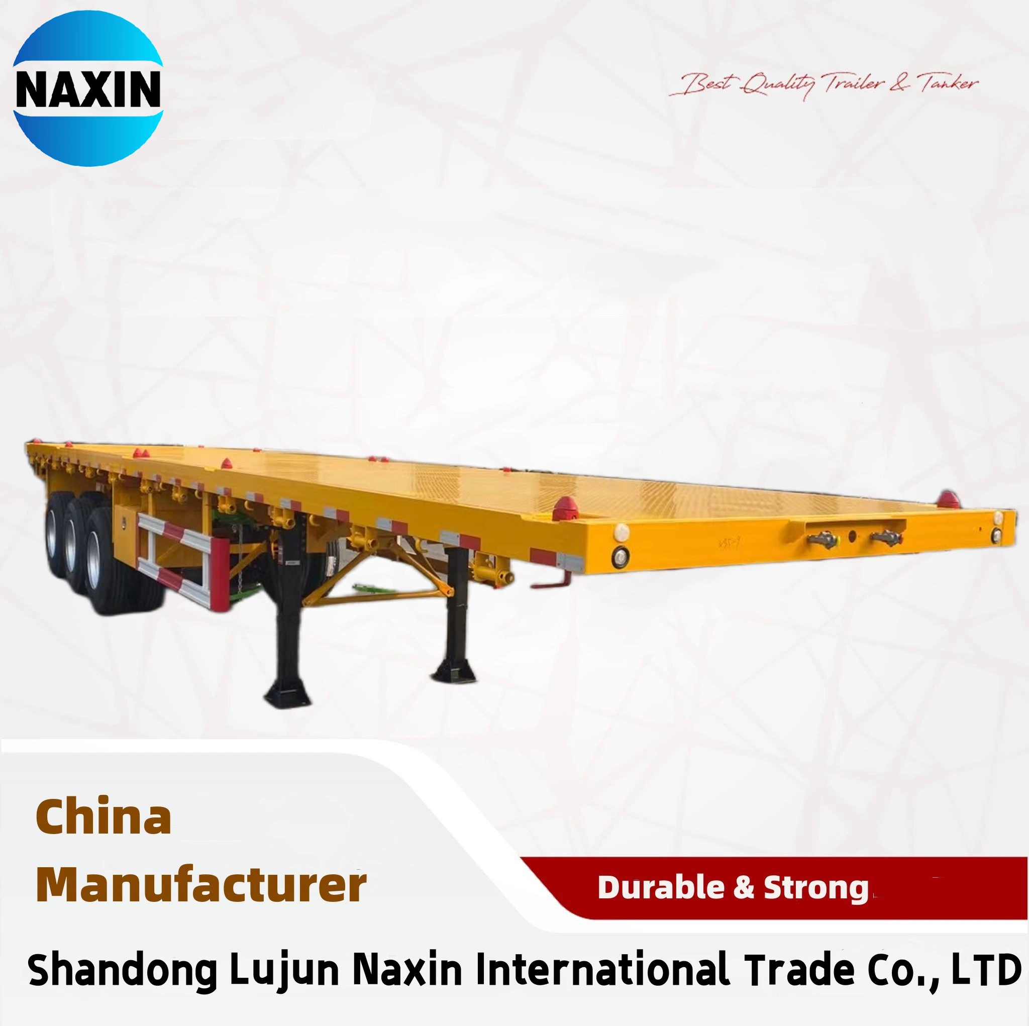 Container Shipping Flat Deck High Bed Platform Flatbed Truck Semi Trailers