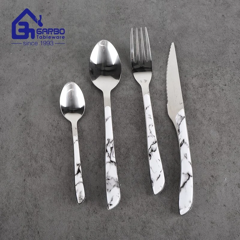 Daily Use 16PCS 20PCS 24PCS Set Stainless Steel Cutlery Set with PP Handle Supermarket Promotion Gift Set Stainless Steel Spoons Fork Knives Set