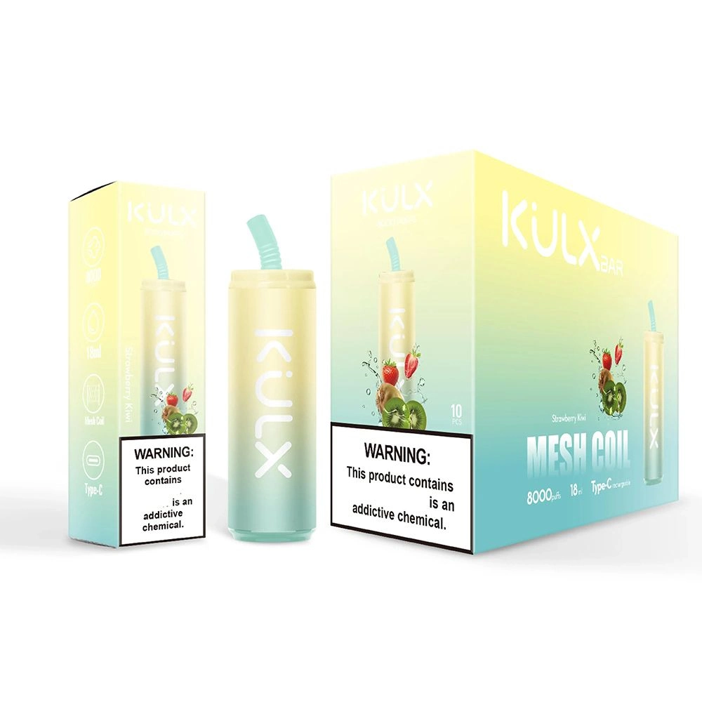 Authentic Kulx 8000 Puffs Einweg-Vapes Pen E Zigarettenanzünder-Kit Wiederaufladbare 850mAh-Batterie 18ml vorgefüllte Kartuschen 0% 2% 5% Mesh Spule 8K Verdampfer