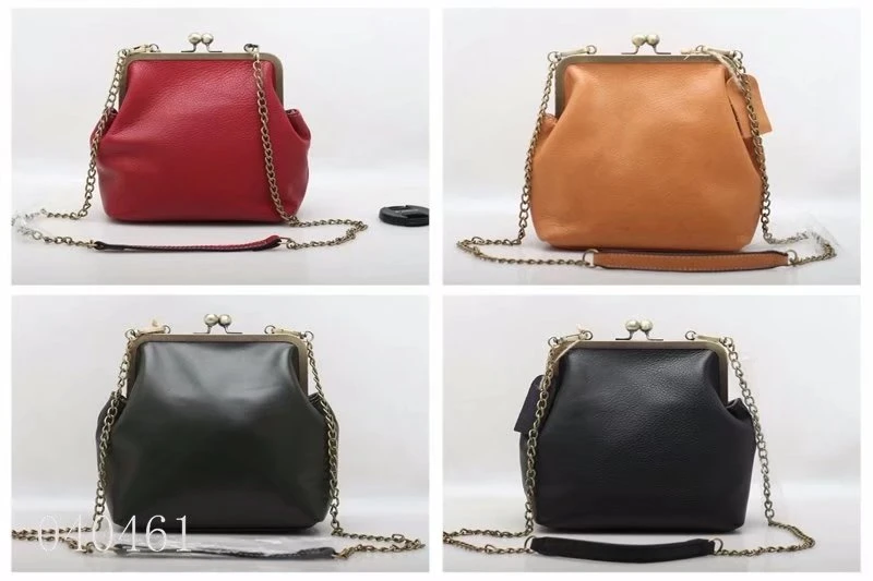 Daily Used Small Metal Clip Leather Bag (F040461)