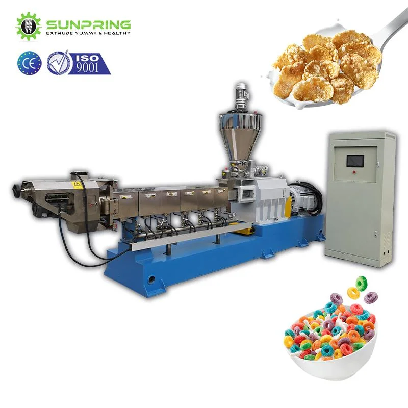 Servicio profesional de copos de maíz maquinaria recubrimiento + copos de maíz máquina + Línea de producción de cereales