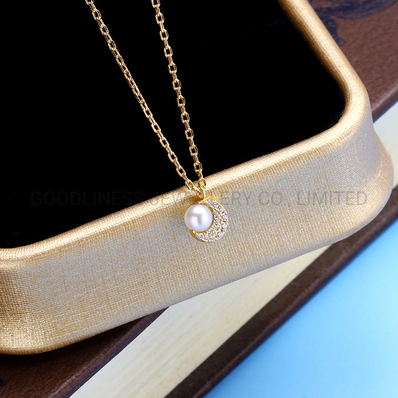 Summer New 925 Silver Twilight Moon Natural Pearl Diamond Necklace Female Wholesale/Supplier