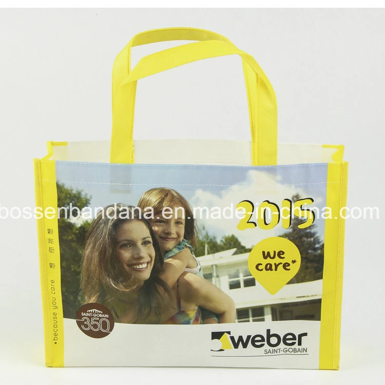 Factory OEM Produce Custom Logo Print Green Non Woven Bag with Gussets