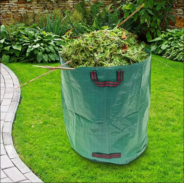 Durável plástico 272L a dobragem crescer Bag à prova de PP jardim paisagístico saco de resíduos com pega sacos