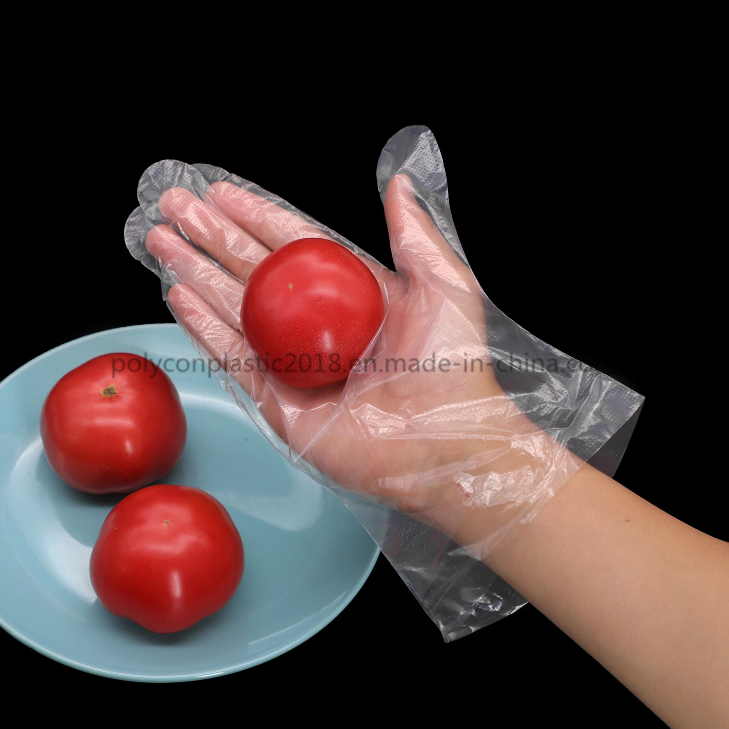 Guantes desechables de PE transparente para la cocina de calidad alimentaria mediante