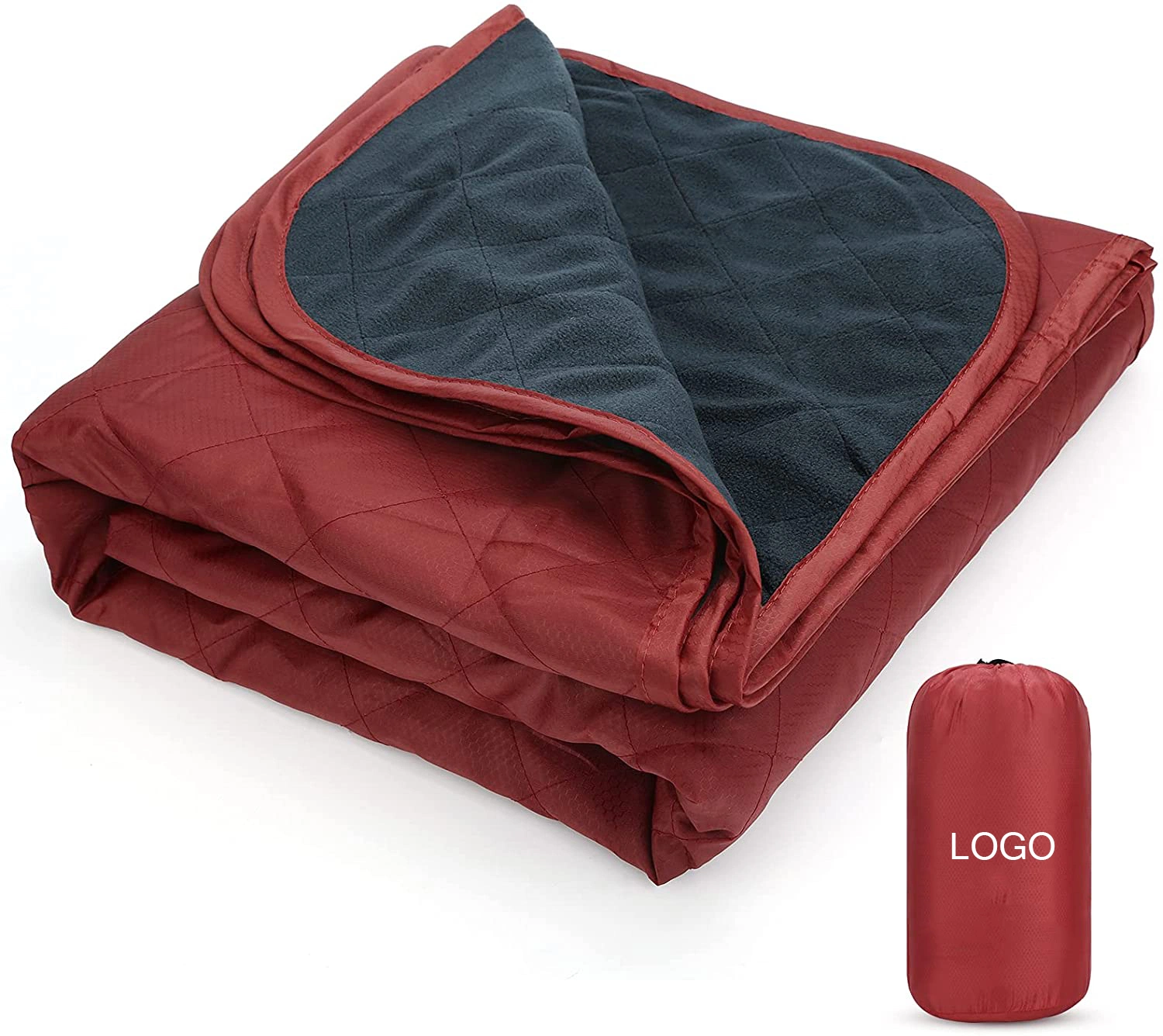Foldable Outdoor Waterproof Camping Warm Blanket with Plush Fleece Inner Lining Picnic Blanket for Hiking