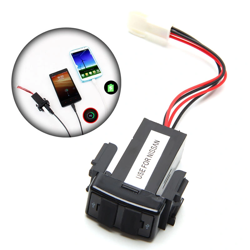 Dual USB 2 Ports Dashboard Fast Charger 2.1A 5V for Nissan Teana Sylphy New