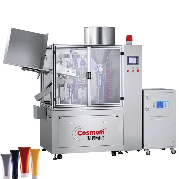 Full Auto Paste Cream Lotion Essence Plastic Aluminum Tube Filling Sealing Equipment