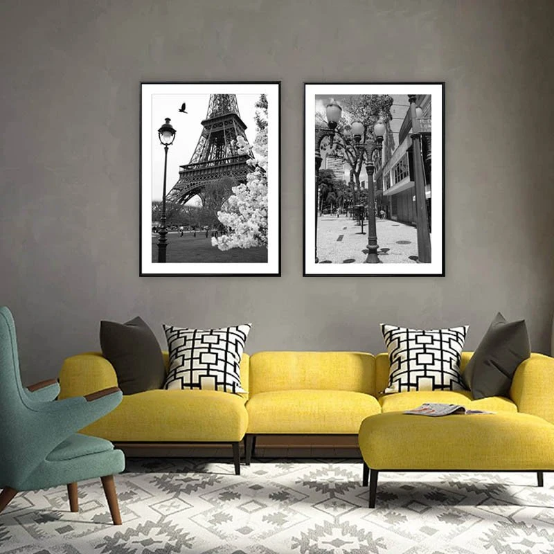 Nouveau design noir et blanc Euffek tour toile d'impression de l'art mural avec le châssis ou pas de cadre pour la décoration d'accueil