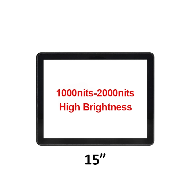 15 Inch High Brightness 1000nits Industrial Touch Screen Monitor with Modular TFT LCD HD Display Waterproof Readable Outdoors Self Service Vending Machine Usage