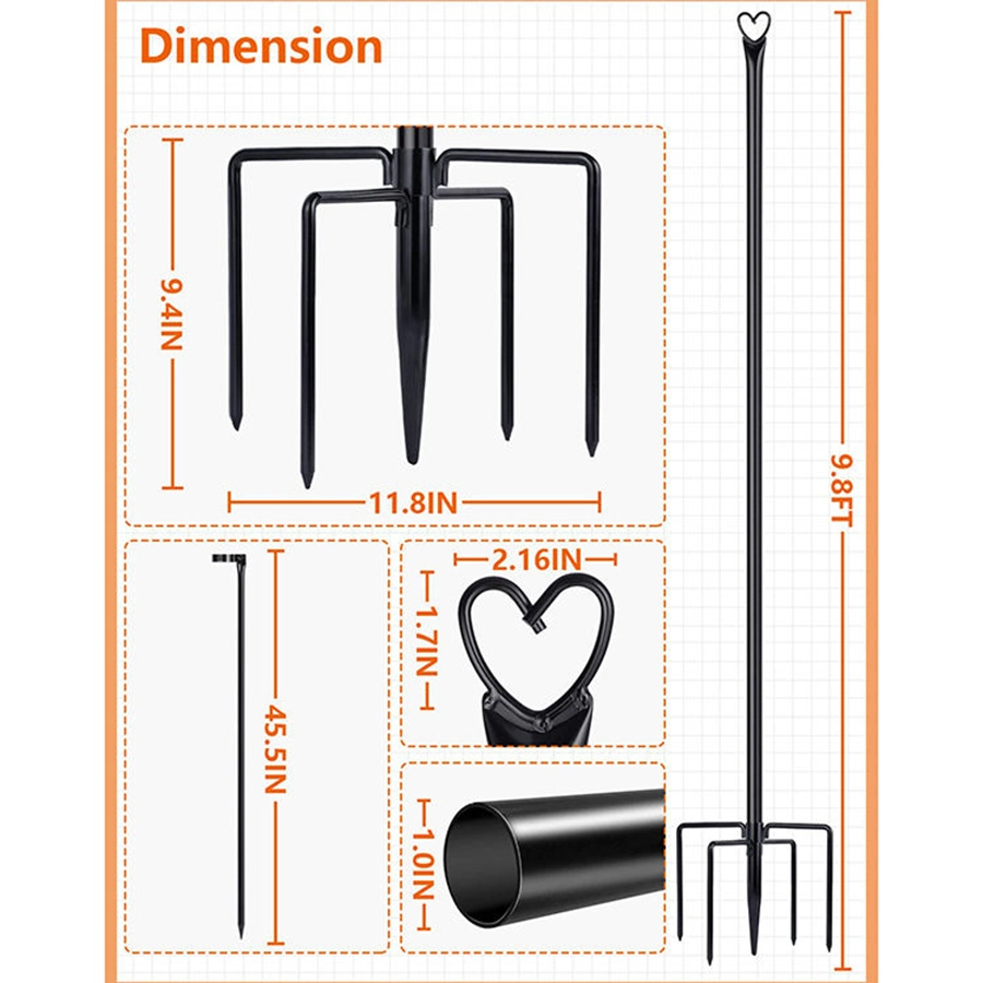 JH-Patio metal mecánico de la luz de la cadena lateral polo con varilla de soporte