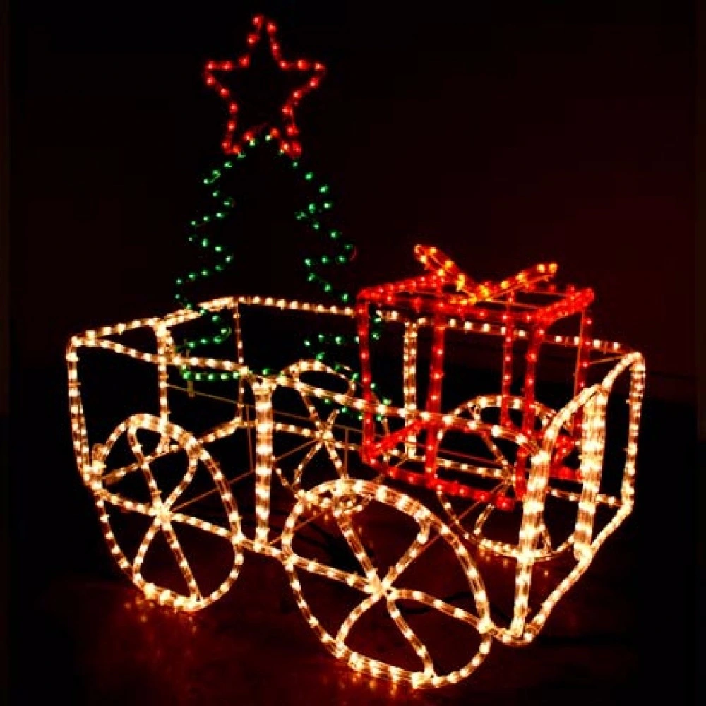 Outdoor Animated Rope Light Train Motif Light 3D Christmas Sculpture