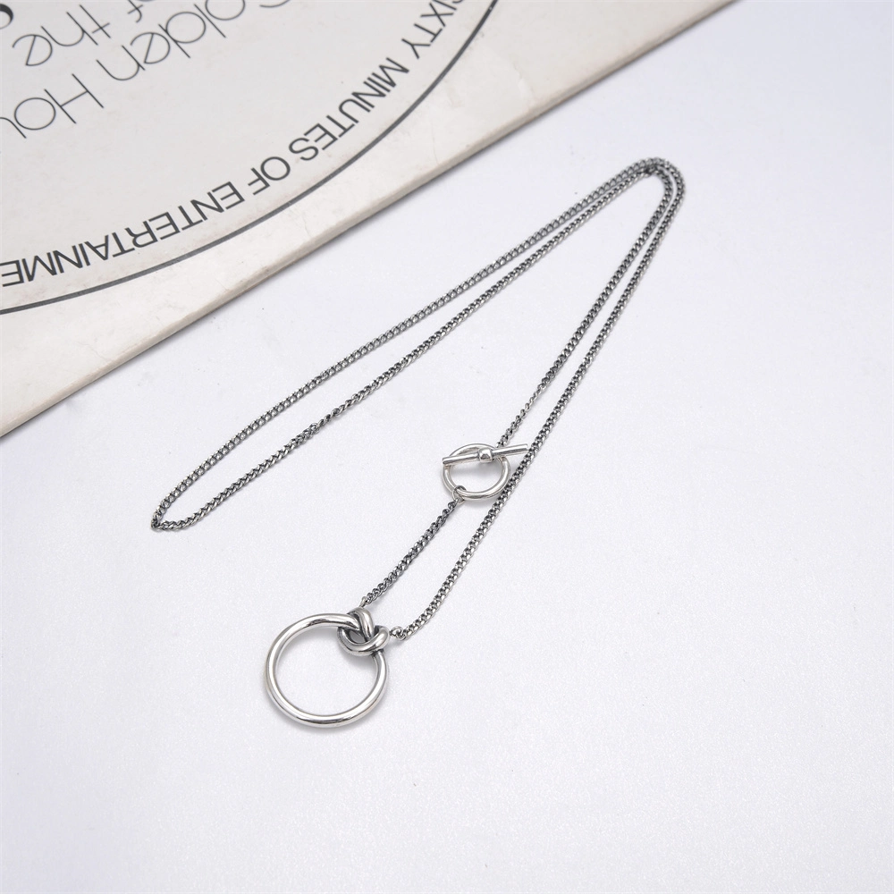 Double Circle Ring 925 Sterling Silver Necklace