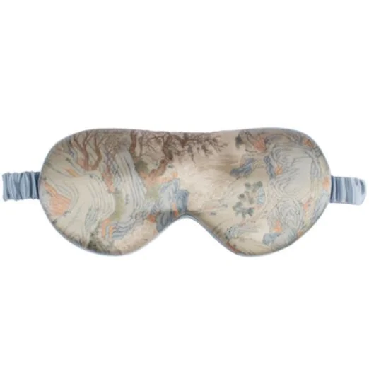 Color al por mayor Impreso Luxury Eye Mask Silk Eyeshade Soft Eye Máscara para dormir para viajar